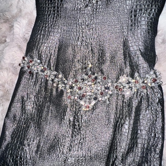 Stunning Gunmetal Gray Gown Embellished: Terani Mermaid Dress, Size 2 - Picture 13 of 17